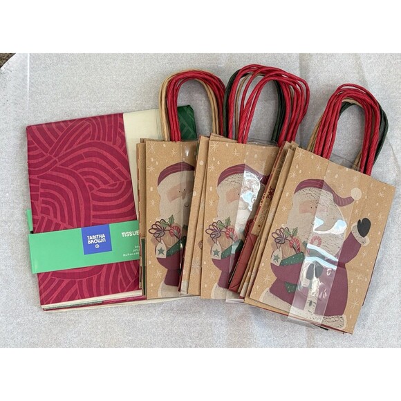 Christmas Gifts Bags Bulk Lot 12-Bags 5” X 6.5” & 1-Package Of Tissue Paper New - Picture 1 of 3